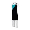 Avental de peito comprido bicolor - Preto/Azul turquesa